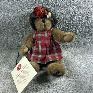 Boyds Collection Plush Bear Brown Plaid Dress Hat Lizzie Wishkabibble 10"